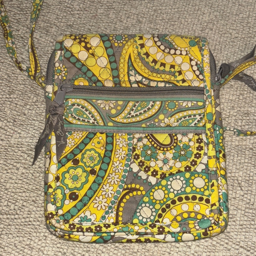 Vera Bradley Paisley Crossbody Bag in Green and Yellow